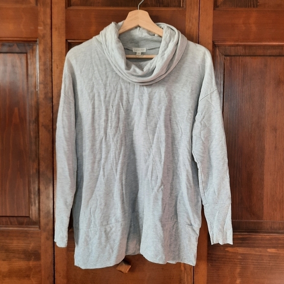 Garnet Hill heather gray cowlneck knit tunic - Picture 1 of 8